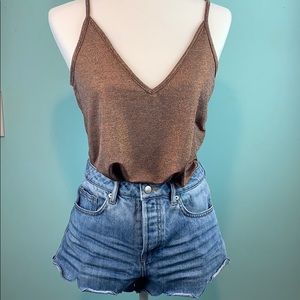 Scallop hem jean shorts